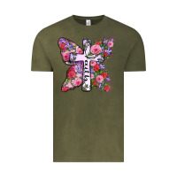 Vintage Olive faith butterfly cross Vintage Tee - Zillion Design Studio