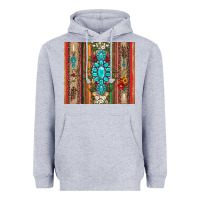 Heather Grey gemstone flowers arrow with leopards and serape Heavyweight Hoodie - Artiststas