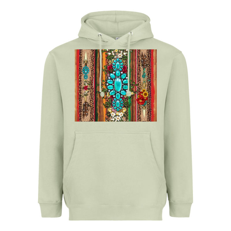 Gemstone Flowers Arrow With Leopards And Serape Heavyweight Hoodie by Artiststas | Teevron