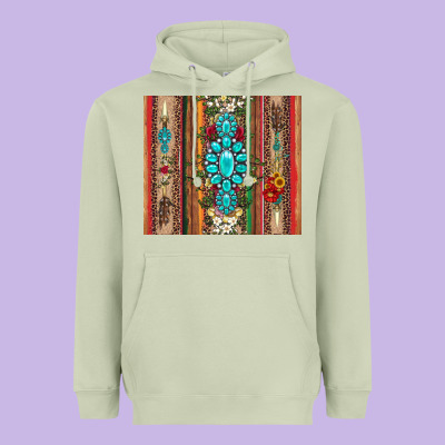 Gemstone Flowers Arrow With Leopards And Serape Heavyweight Hoodie Designed By Artiststas