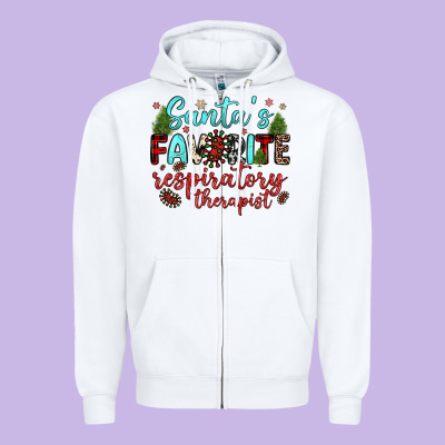 Santa S Favorite Respiratory Therapist Zipper Hoodie Designed By Jahusdesignshop