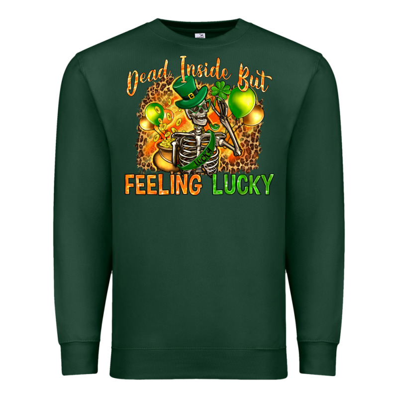 Dead Inside But Feeling Lucky Premium Sweatshirt by NancyCooperArtShop | Teevron