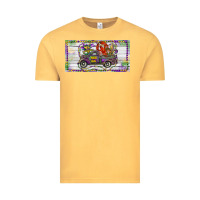 Vintage Mustard Mardi Gras Truck And Fleur De Lis Crawfish Vintage Tee - RanaPortraitStore