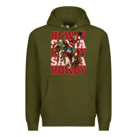 Army Green howdy santa cowboy christmas Premium Hoodie - MaliasSmallBusiness