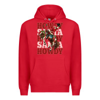 Red howdy santa cowboy christmas Premium Hoodie - MaliasSmallBusiness