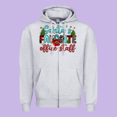 Santa S Favorite Office Staff Zipper Hoodie Designed By Jahusdesignshop