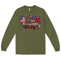 Army Green Boom boom baby 4th of july Long Sleeve Tee - CowGirlArtShop