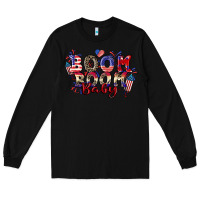 Black Boom boom baby 4th of july Long Sleeve Tee - CowGirlArtShop