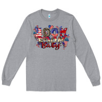 Heather Grey Boom boom baby 4th of july Long Sleeve Tee - CowGirlArtShop