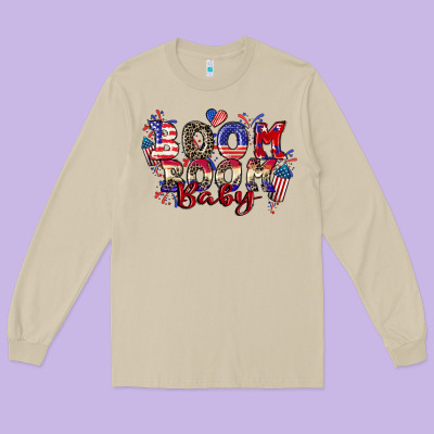 Boom Boom Baby 4th Of July Long Sleeve Tee Designed By Cowgirlartshop