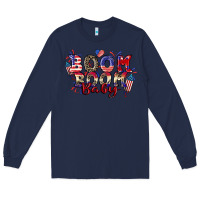 Navy Boom boom baby 4th of july Long Sleeve Tee - CowGirlArtShop