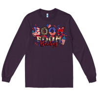 Plum Boom boom baby 4th of july Long Sleeve Tee - CowGirlArtShop