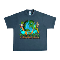 Midnight Navy sped teacher with earth globe Urban Heavy Tee - texasbilliewilder