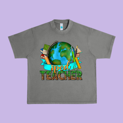 Sped Teacher With Earth Globe Urban Heavy Tee Designed By Texasbilliewilder