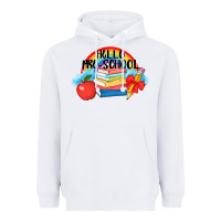 White Hello Pre School Heavyweight Hoodie - AdoDesignShop