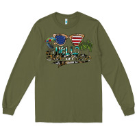Army Green hello summer Long Sleeve Tee - SublimationCraftShop
