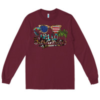 Burgundy hello summer Long Sleeve Tee - SublimationCraftShop
