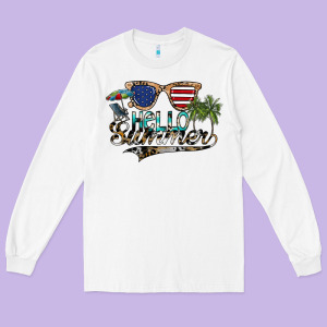 Hello Summer Long Sleeve Tee Designed By Sublimationcraftshop