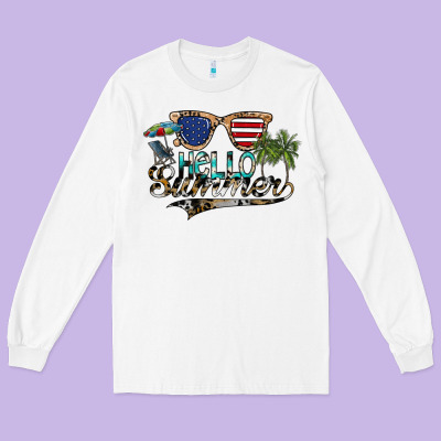Hello Summer Long Sleeve Tee Designed By Sublimationcraftshop