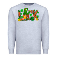 Heather Grey luck with gnome and beer Premium Sweatshirt - NancyCooperArtShop