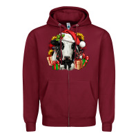 Burgundy christmas holstein Zipper Hoodie - JahusDesignShop