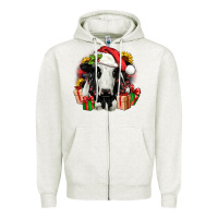Oatmeal Heather christmas holstein Zipper Hoodie - JahusDesignShop