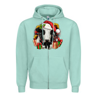 Seafoam christmas holstein Zipper Hoodie - JahusDesignShop