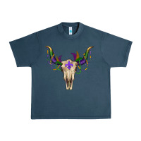 Midnight Navy mardi gras bullskull Urban Heavy Tee - RanaPortraitStore