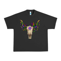 Pigment Black mardi gras bullskull Urban Heavy Tee - RanaPortraitStore