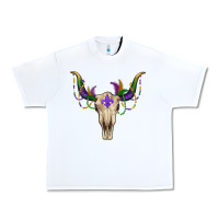 White mardi gras bullskull Urban Heavy Tee - RanaPortraitStore