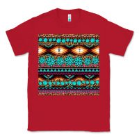 Red aztec turquoise gemstone seamless pattern Classic Tee - HRA Design Shop
