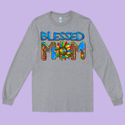 Blessed Mom Autism Long Sleeve Tee Designed By Adodesignshop