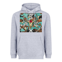 Heather Grey bull skull flowers cowhides and leopard Heavyweight Hoodie - Artiststas