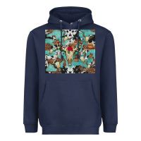 Navy bull skull flowers cowhides and leopard Heavyweight Hoodie - Artiststas