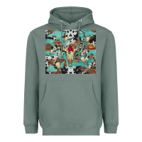 Sage bull skull flowers cowhides and leopard Heavyweight Hoodie - Artiststas