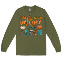 Army Green welcome to our patch Long Sleeve Tee - HRA Design Shop