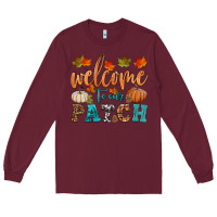 Burgundy welcome to our patch Long Sleeve Tee - HRA Design Shop