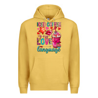 Antique Gold iced coffee is my love language Premium Hoodie - NancyCooperArtShop