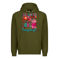 Army Green iced coffee is my love language Premium Hoodie - NancyCooperArtShop