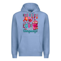 Colony Blue iced coffee is my love language Premium Hoodie - NancyCooperArtShop