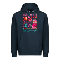 Navy iced coffee is my love language Premium Hoodie - NancyCooperArtShop