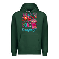Sports Green iced coffee is my love language Premium Hoodie - NancyCooperArtShop