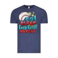 Vintage Denim eat sleep baseball repeat Vintage Tee - texasbilliewilder