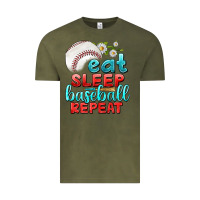 Vintage Olive eat sleep baseball repeat Vintage Tee - texasbilliewilder