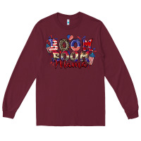 Burgundy Boom boom Mama 4th of july Long Sleeve Tee - CowGirlArtShop