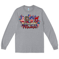 Heather Grey Boom boom Mama 4th of july Long Sleeve Tee - CowGirlArtShop