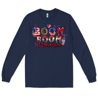 Navy Boom boom Mama 4th of july Long Sleeve Tee - CowGirlArtShop