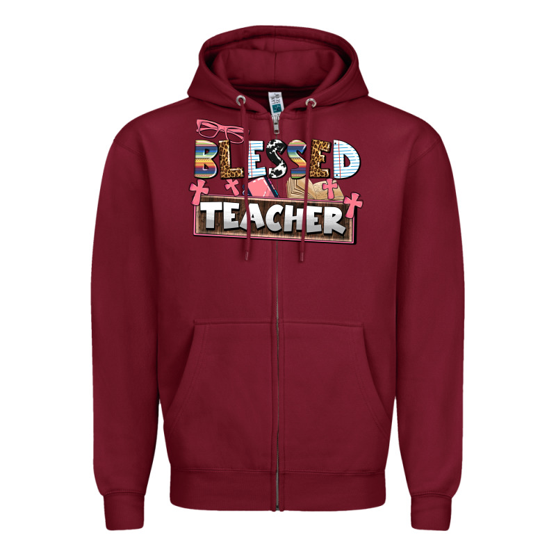 Blessed Teacher Zipper Hoodie by AdoDesignShop | Teevron