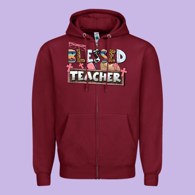 Blessed Teacher Zipper Hoodie Designed By Adodesignshop