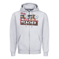 Heather Grey blessed teacher Zipper Hoodie - AdoDesignShop